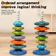 1 Set Multi-Shape Rotating Tower Toy, Rotating Stacking And Matching Game, Enhances Color Recognition, Cognitive Development Toy, Children's Holiday Toy - Multicolor - View 8