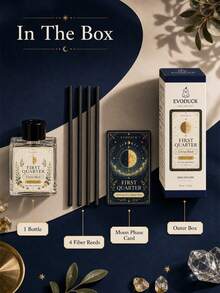 EVODUCK ناشر عطر بقصبات كريستالية على شكل هلال 50 مل، زيت عطري من الحمضيات والريحان، يحتوي على كريستال أصفر، يأتي مع 4 قصبات ألياف، ديكور غرفة جميل على شكل هلال، هدية عيد ميلاد لها، عطر للمساحات الصغيرة في غرفة النوم والحمام والمكتب والرف، هدية ديكور المنزل - عطر متنوع - مشاهدة 9
