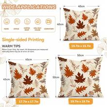 4pcs Autumn Maple Leaf Pattern Pillow Covers Without Inserts, Single-Sided Printed Pillow Covers, Suitable For Living Room Bedroom Home Decor, All Season Pillow Covers - Multicolor - View 3