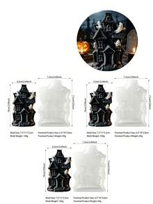 1 Peça Molde de Silicone Casa Assombrada de Halloween, Decoração Criativa de Halloween, Design Estilo Casa Assombrada - Adequado para Fundição de Resina, Decoração Divertida de Pássaro, Perfeito para Ocasiões Festivas e Decoração Doméstica, Feito de Material de Silicone Macio e Durável - mofo de casa assombrada - Visão 8
