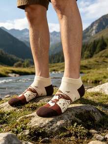 1 Pair Men's Oil Painting Landscape Art Boat Socks, Niche Vintage Aesthetic, Elevate Your Daily Outfit Instantly - Multicolor - View 6