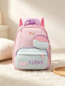 1pc Personalized Back To School Fashionable Cute Backpack With Mini Coin Purse, Zipper Closure Nylon Material, Adjustable Shoulder Strap, Hand-Carry, Suitable For School, Shopping, Daily Outings, Outdoor Trips. Birthday Gift - Multicolor - View 5
