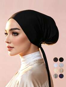 1 pieza Gorro de punto con lazo para mujer, pañuelo para la cabeza, diadema antideslizante, banda para el cabello, gorro - Multicolor - Ver 3