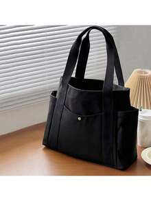 2 Large Capacity Canvas Tote Bags, Multi-Pocket Shoulder Bags, Reusable Shopping Bags, Comfortable Handles, Easy To Carry, Suitable For Daily Use And Gifts, Portable Handbags, Applicable For School, Work, Travel And Shopping - Multicolor - View 7