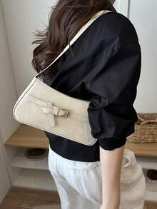 Bolso de hombro elegante para mujer, bolso de mano de gran capacidad, bolso cruzado, diseño versátil de moda para el trabajo, estilo de lujo de nicho de alta gama, impermeable, resistente al desgaste y duradero, bolso cruzado para mujer, accesorio esencial a juego - Blanco - Ver 2