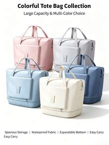 Expandable Travel Tote Bag, Waterproof Large Capacity Weekender Handbag With Separate Shoe Compartment, Lightweight Portable Carry On Duffle Bag For Travel, Gym, Camping - View 1