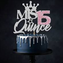 1pc 15th Birthday Cake Topper, Glitter "Miss 15" Quince Sign, Suitable For Sweet 15 Party Supplies, Spanish 15th Birthday Anniversary Cake Decoration - Double-layer Mis15 - View 8