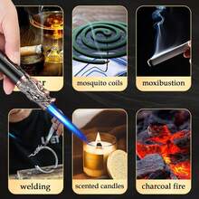 1PC Refillable Butane Torch Lighter Adjustable Windproof Jet Flame Transparent Gas Window Long Mini Torch Lighter For Men Gift Candles Kitchen Outdoor BBQ Use (Gas Not Included) - View 8