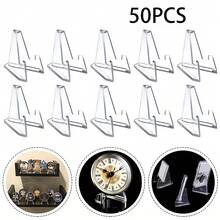 30/50 Pack Lear Acrylic Mini Display Easel Stand Small Plastic Holder Rack For Kpop Photocards Challenge Coin Place Cards Picture Frames Desktop Decor - Multicolor - View 8