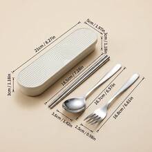 1set Portable Travel Utensils With Storage Box, 304 Stainless Steel Reusable Tableware, Chopsticks Spoon Fork Set For Lunch Box, Portable Cutlery Set For 1 Person, Silverware Dinnerware Set For Student Adult Use In School, Office, Picnic, Camping - Multicolor - View 14