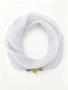 1pc Solid Color Lightweight Sheer Chiffon Scarf With Magnetic Buckle, Translucent Square Neck Scarf, Minimalist Vintage Gold Bead Buckle Slouchy Scarf, Versatile Office Commute Casual Decorative Neck Scarf, Essential Neck Scarf For Young People For Travel And Photography - Multicolor - View 12