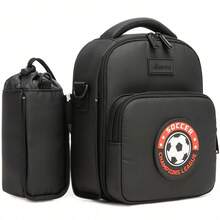 2-In-1 Cartoon Insulated Crossbody Bag With Water Bottle Pocket For School & Picnic - Black - View 7