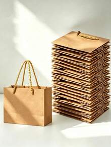 10pcs Gold Mini Gift Bags, Gift Card Paper Bags, Bulk Extra Small Paper Party Favor Boxes, Suitable For Mother's Day, Wedding, Baby Shower, Birthday Packaging Supplies, 4.7 X 3.9 X 2.3 Inches - Gold - View 10