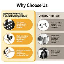 Motorcycle Helmet Wall Mount Bracket, Tactical Gear Wall Rack, Solid Wood Body Armor Stand, Jacket Board Hook Display Storage Rack, Motorcycle Helmet Wall Mount Display, Suitable For Police, Football, Cycling, Skiing Equipment, Coats, Veterinarian Hat Set, Natural Wood Color - View 5