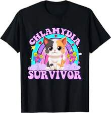 Chlamydia Survivor Cat Expression T-Shirt For Womenadult Humorous T-Shirt With Unique Cat Patterns, Cat Lo,Daily Outfit For Women,Perfect Gift For Her - White - View 2