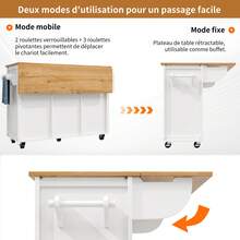Kitchen Island Buffet With Sliding Table White/Black - 白色 - 查看 6