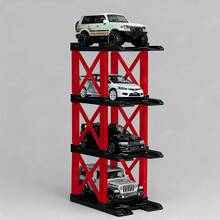Estantería de 4 niveles para aparcar miniaturas de coches, modelo de garaje para casa de muñecas, decoración para montar (requiere montaje) - Marco de 4 capas - Ver 4