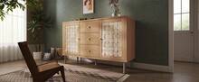 Sideboard Natural 120 X 40 X 75 Cm In Wood For Dining Room And Living Room - 橡木 - 查看 3