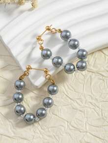 1 Pair Vintage French Style Faux Pearl Tassel Drop Earrings, Elegant Luxury Niche Daily Ear Jewelry - Multicolor - View 3
