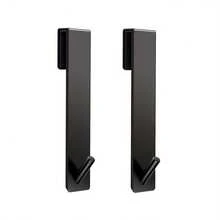 2pcs Shower Door Hooks - Frameless Wall-Mounted Bathroom Hooks - Space-Saving Modern Style, Suitable For Glass Doors, Shower Curtain Rods, Towel Racks - Easy Installation, Black, Silver, Gold - A - View 10