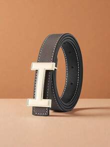 1pc Fashion Reversible Leather Belt For Women, Equipped With Gold Alloy Buckle, Double Sided Usable, Perfect Match For Daily Pants And Skirts - 2 - View 5
