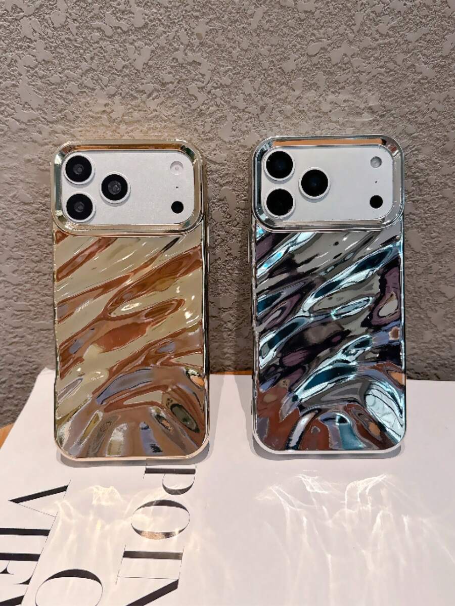 2件組 [金色+銀色] 3D波浪紋手機殼 適用於 iPhone 17 Pro Max/17 Pro/17 Air/17/16 Pro Max/16/16 Pro/16 Plus/15/15 Pro Max/15 Pro/15 Plus/11/12/13/14 Pro Max/11 Pro/11 Pro Max/12 Pro/12 Pro Max/13 Pro/13 Pro Max/14 Pro/14 Pro Max/14 Plus 軟殼 極簡創意