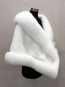 Women's Fluffy Shawl, Wedding Cloak, Party Accessory - White - View 3