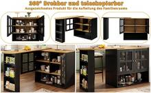 360° Rotating Sideboard, Modern, Multifunctional For Living Room/Dining Room - 黑色 - 查看 9