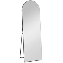 Full-Length Freestanding Mirror, 150 X 50 Cm, With Stand, Arched Design, Shatterproof Film, For Living Room, Bedroom, Black - 黑色 - 查看 1