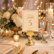 1/3/6 Piezas Soportes para Números de Mesa, Soportes de Tarjetas de Lugar de Metal Dorado Premium, Soportes de Tarjetas de Decoración de Mesa para Bodas y Fiestas - oro - Ver 6