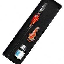 Aimall Glass Dip Pen Set Crystal Flower Calligraphy Fountain Writing Dipping Pen Gift Pack Ink Signature - Glass Dip Pen Set Crystal Flow - View 6