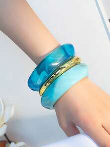 3pcs/Set Women's Personalized Fashion Exaggerated Wide Cuff Bracelet Set Suitable For Daily Wear (Electroplated Random) - Multicolor - View 7
