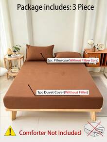 Camel Color Brushed Skin-Friendly Soft Comfortable 3 PiecesBed Sheet Set - Rust Brown - View 8