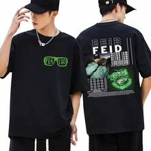 Camisetas del álbum de música de Feid Ferxxo para hombre y mujer, estilo hip-hop, moda retro, camiseta Harajuku, camisetas góticas de algodón de gran tamaño, ropa de calle. - Negro - Ver 1