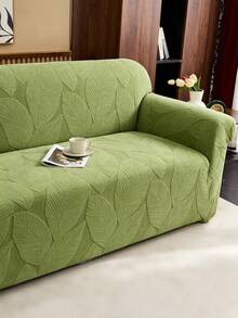 1PC Fleece Fabric Non-Slip Elastic Decorative Sofa Cover, Jacquard Pattern, Deep Gray Banana Leaf Design, Pet-Friendly, Anti-Dirt, Anti-Dust, Suitable For 1/2/3/4 Seater Sofa, All Seasons - Multicolor - View 10
