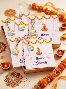 30/15/3pcs Diwali Gift Set, Including Candle Keychain, Hug Card "Happy Diwali", Festive Commemorative Gift, Suitable For Family Gatherings And Party Decorations, Commemorative Gifts, And Themed Party Thank-You Gifts. - Multicolor - View 3