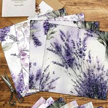 24 Lembar Kertas Scrapbooking Motif Bunga Lavender Ungu Ukuran 6*6 Inci, Kertas Dekoratif Origami Premium untuk Kerajinan DIY - Square - View 3