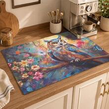 1pc 2D Flat Stove Protector Mat, Colorful Owl Pattern, Rubber Non-Slip Heat-Resistant Stove Cover Pad, Suitable For Induction Cooktop, Glass Stove, Multi-Function Scratch-Resistant Mat, Best Choice For Oven, Washing Machine, Dryer, Kitchen Decoration. - Multicolor - View 2