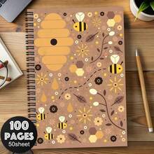 A5 Notebook With Cute Bee And Flower Pattern, Fresh Illustration Style, Student Classroom Notebook, Stationery, Creative Diary, Journal - One Book (50 Pages, 100 Pages) - View 15