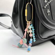 1pc Bohemian Style Colorful Beaded Keychain, Handmade Tassel Star/Heart Shaped Pendant Key Ring, Vintage Aesthetic Bag Charm Accessory, Suitable For Women - Multicolor - View 11