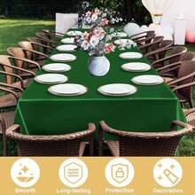 1pc Solid Purple Satin Rectangular Shiny Tablecloth, Smooth Fabric Washable, Shiny Surface Table Decor, Suitable For Restaurant, Party, Wedding, Banquet, Purple Black White - Dark Green - View 13