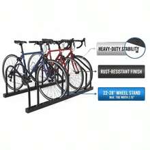 [Free Shipping] 3 Bikes Floor Bike Stand, Bike Parking Rack Garage Bike Storage Stand Indoor/Outdoor 22-28" Wheel Stand, Max. Tire Width 2.15",Black Painted-XY949667 - Multicolor - View 5