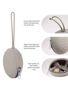 PopLittleOne 1 pieza Caja de almacenamiento de chupete de silicona para bebé, Protector/Bolsa de almacenamiento de chupete de silicona suave, Accesorios para recién nacidos - Gris Claro - Ver 5