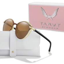 TAMWY Women Fashionable Cat Eye Sunglasses, Metal Frame Fashion Shades UV Protection Eyewear For Beach Travel Daily Outfit With Storage Box - Multicolor - View 7