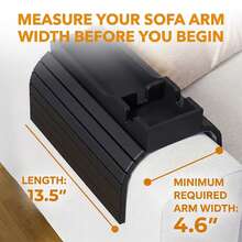 Bamboo Couch Cup Holder Anti-Slip Foldable Sofa Armrest Tray Organizer With 3 Grooves For Drinks Snacks Remote Multi-Size Fit Sturdy Durable Easy To Store Black For Living Room Home Office - Black - View 4