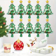 10pcs 16 Inch Mini Christmas Decoration Cartoon Christmas Tree Aluminum Foil Balloons Suitable For Christmas Party Decoration Balloons (Without Sticks And Ropes) - View 6