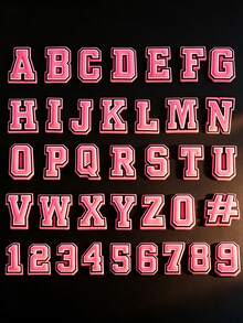 Random Style 20pcs/40pcs Pink Letter & Number Shoe Charms, Classic Fashion Unisex Shoe Accessories For Shoes/Clothes Decoration - Multicolor - View 6