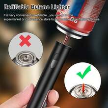 1PC Refillable Butane Torch Lighter Adjustable Windproof Jet Flame Transparent Gas Window Long Mini Torch Lighter For Men Gift Candles Kitchen Outdoor BBQ Use (Gas Not Included) - View 9