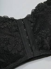CELILIN Strapless Lace Bandeau Bra For Women - Front Closure Non-Slip Tube Top For Off-Shoulder Outfits - Black - View 9