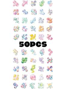 50PCS,Coloured Bubbles Mobile Phone Stickers,PET Material,Creative And Aesthetic Design Transparent Sticker,Suitable For Mobile Phone Cases, Tablets, Laptops, Suitcases, Cars, Notebooks, Handwritten Diaries, Scrapbook Supplies - 50pcs - View 11